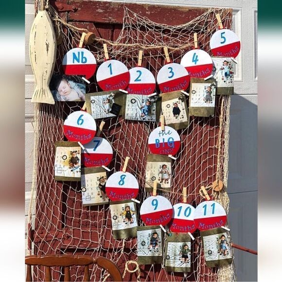 NWT 12 Month Fishing Photo Banner Ofishally One Photo Banner The Big One - Picture 2 of 6